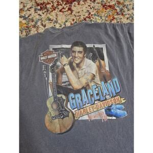 Harley Davidson Elvis Presley Graceland Graphic Pocket T-Shirt Sz XL DISTRESSED
